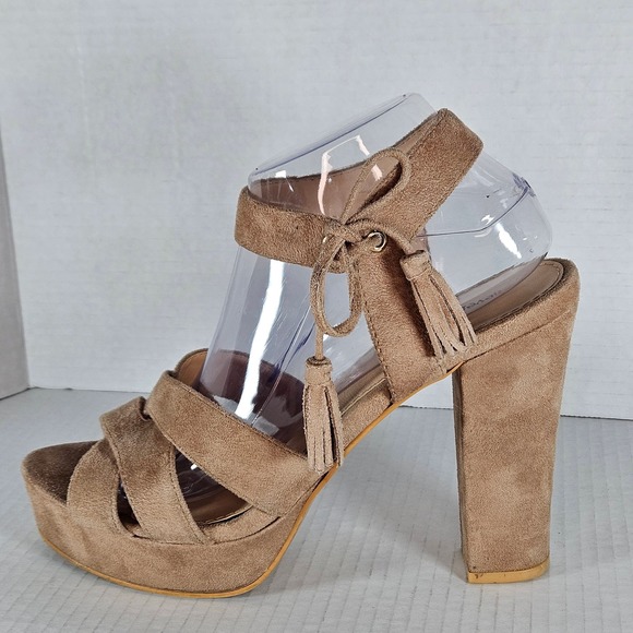 Seven Dials Nude Naomi Platform Block Heels With Tassels Size 9 - Picture 1 of 8
